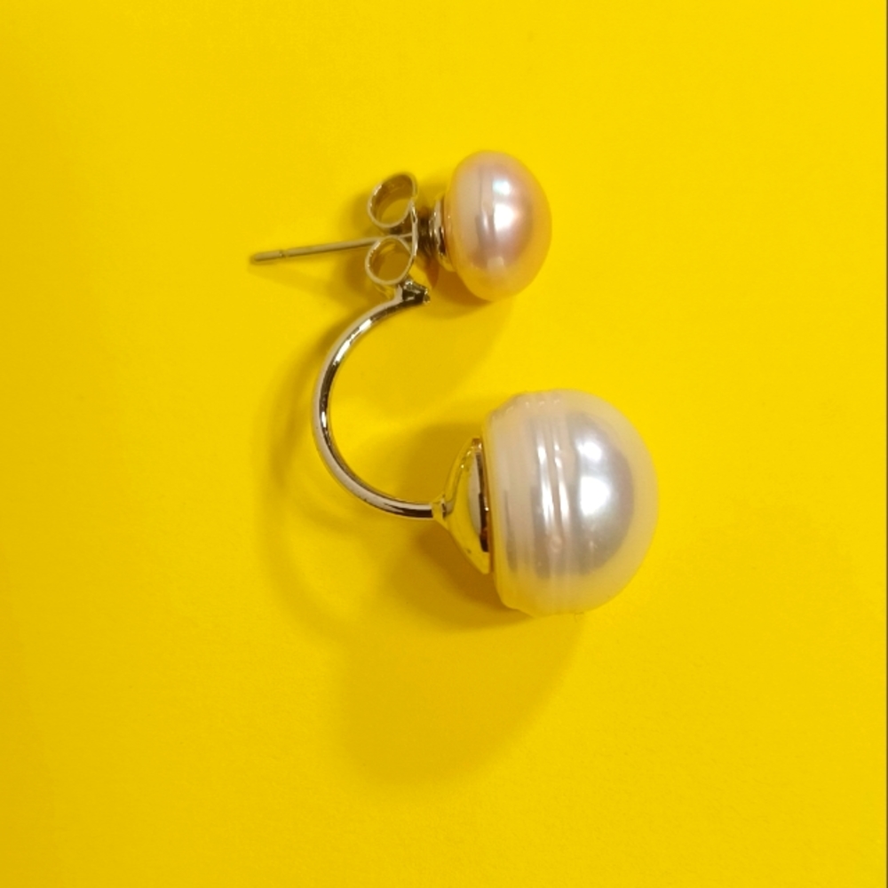 #ST29 Pearl Earrings C-dior 6-7mm/9-10mm Semi-round Earrings Wht & pink
